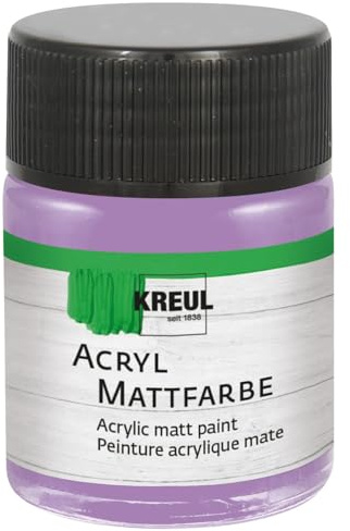 KREUL 75533 - Acryl Mattfarbe, flieder im 50 ml Glas, cremig deckende, schnelltrocknende Farbe auf Wasserbasis, für viele verschiedene Untergründe geeignet