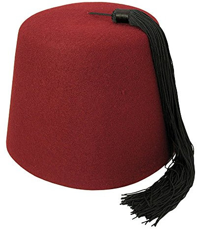 Village Hats Kastanienbrauner Fez Hut mit Schwarzer Troddel - S