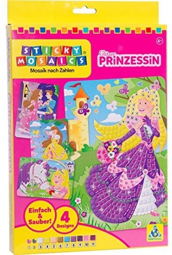 ORB Sticky Mosaic Glitzer Prinzessin, kreative Geschenke Bastelset Kinder Geschenke für Mädchen und Jungen selbstklebende Glitzer Moosgummi Aufkleber Kindergeburtstag DIY Deko basteln ab 5 Jahre