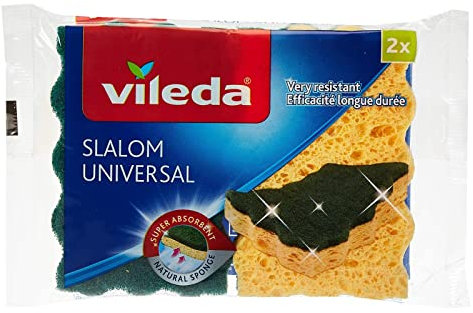 Vileda Slalom Universal, éponge super absorbante, Non rayante, Abrasif composé de fibres 100% recyclées