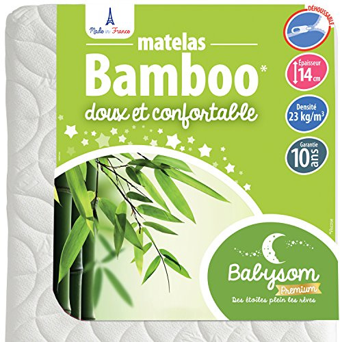 Babysom - Materasso Lettino Bambino | Per Neonato - Bambù Naturale - 70x140 cm - Altezza 14cm - Antiacari - Antisoffoco e Traspirante - Sfoderabile - Garanzia 10 anni