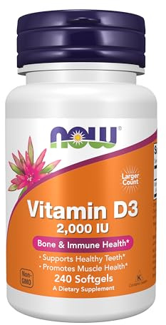 NOW Foods Supplements, Vitamin D-3 2,000 IU, High Potency, Structural Support*, 240 Softgels
