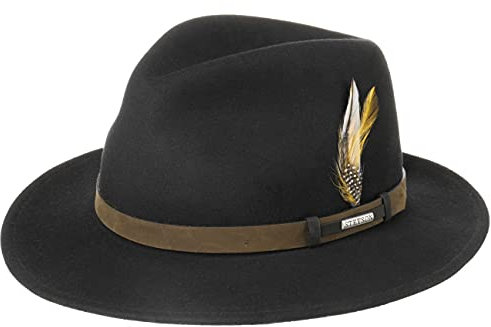 Stetson Sardis VitaFelt Traveller Hut Damen Herren Wollfilzhut wasserabweisend Made in USA Regenhut Packable Sommer Winter schwarz M (56-57 cm)