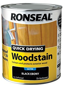 Ronseal QDWSE750 750 ml Satin Finish Quick Dry Woodstain - Ebony