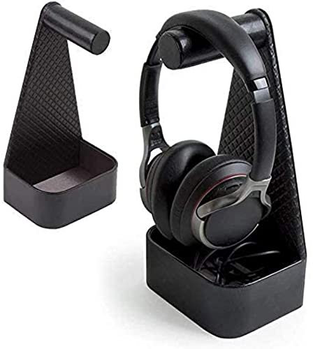 JackCubeDesign Headphone Stand Leather Gaming Headset Holder with Cable Storage Tray (14 x 9.8 x 27 cm) - :MK217A