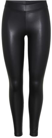 PIECES Women's NEW SHINY LEGGINGS NOOS Leggings, Black, 40 (Manufacturer size: L/XL)
