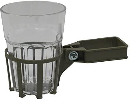 Angerer Freizeitmöbel GmbH Hollywood Swing Drink Holder with Cup - Suitable for Many Hollywood Swings with Square Tube - Cup Holder Made in Germany (Champagne, Transparent Cup)