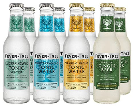Fever-Tree Set Tonic Water, 2 x Mediterranean, 2 x Premium Indian, 2 x Ginger Beer, 2 x Elderflower ( 8Flaschen Mix )