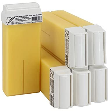 EpilWax Wachspatronen Set mit 6 Weiße Warmwachspatronen zur Haarentfernung Enthaarungswachs 100 ml Roll-on Nachfüller