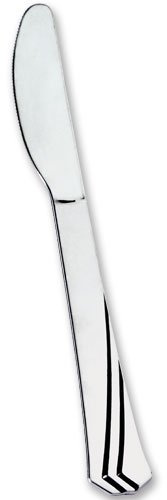 Silver Polished Metallic Deluxe Plastic Knife (36 Count) - Premium Quality, Durable & Eye-catching Design, Perfect for Upscale Events & Everyday Use