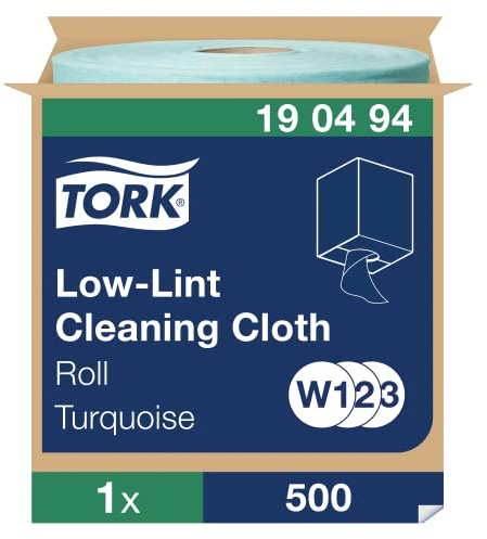 Tork Fusselarme Reinigungstücher Türkis W1/2/3, Mehrzweck, 1 × 500 Tücher, 190494 | Türkis