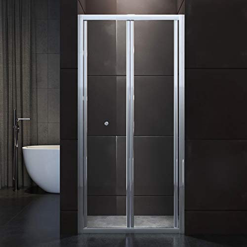 Duschkabin 86 x 185 cm nisch vikdörr pendeldörr dusch duschavskiljare äkta glas vänster/höger