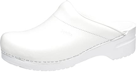 Sanita Karl PU | Zoccoli Aperti da Uomo | Zoccoli Artigianali Originali in Pelle Flessibile | Plantare Anatomico in Schiuma Morbida | Bianco | 42