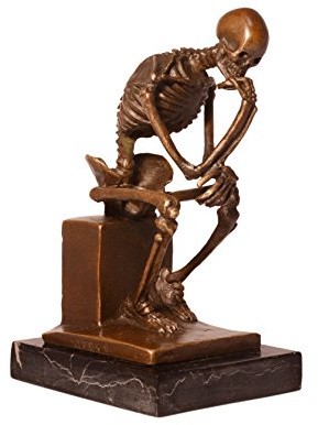 Scultura in bronzo, motivo: scheletro seduto su base in marmo bronzo, altezza 14,5 cm