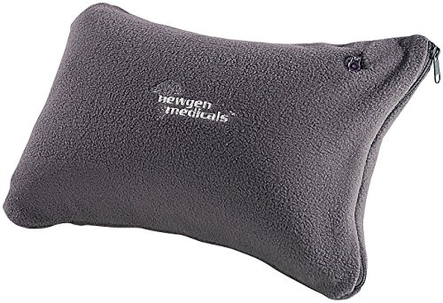 Newgen Medicals Aufblasbares Kissen: Aufblasbares Nacken- und Reisekissen mit Fleece-Bezug, dunkelgrau (Kissen aufblasbar Strand, Kopfkissen, Zelt)
