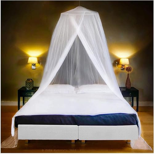 EVEN Naturals Mosquito Net for Bed Tent Adult, Pop-Up Tent, Fly Canopy Mosquito Nets, Bed Tent Double to King, Bed Canopy for Princess Bed, Mosquito Net Travel with Travel Bag (1270cm Round x H 221cm)