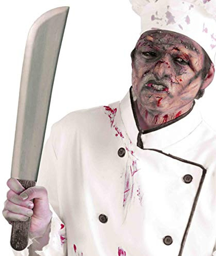 FIESTAS GUIRCA | Machete Finto per Costume (53 cm) - Accessorio Horror Halloween Zombie Killer Festa del Terrore per Adulti Bambini - Effetto Metallo Marrone