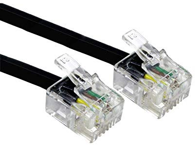 ALIDA SYSTEMS ® 3m ADSL Cable - Premium Quality/Gold Plated Contact Pins/High Speed Internet Broadband/Router or Modem to RJ11 Phone Socket or Microfilter/Black