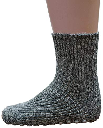 Hirsch Natur Stopper socks for children, 100% virgin wool kbT, Norwegian grey, 23-24