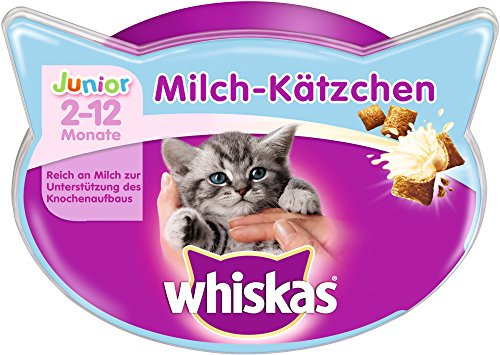 Whiskas Junior Knusper-Taschen Milch-Kätzchen, 8 Packungen (8 x 55 g)