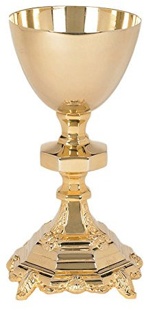 Church Gold Plated Brass Chalice & Paten, 17 Ounce, Traditional