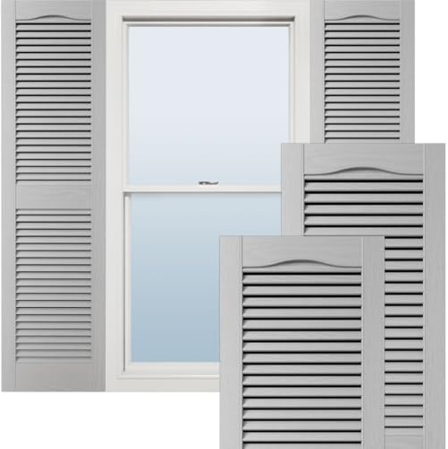 Ekena Millwork Lifetime Vinyl LL1S14X06000PG Standard-Klappläden mit Kathedralenaufsatz in der Mitte, mit offenen Lamellen, mit Montagezubehör, Verschlüssen und passenden Schrauben (pro Paar), 37 x