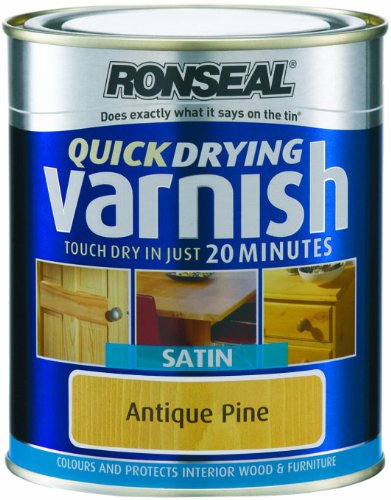 Ronseal QDVSAP250 250ml Quick Dry Varnish Coloured Satin - Antique Pine