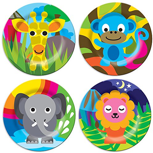 French Bull 20 cm barntallrik set med 4 – BPA-fri, hållbar, inomhus och utomhus – djungel
