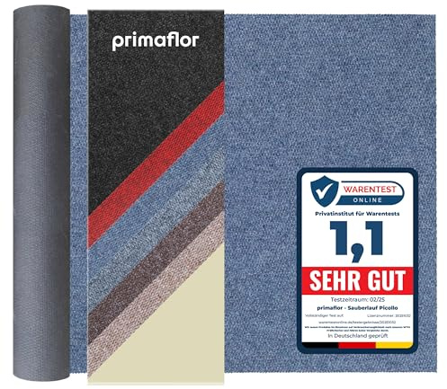 Primaflor Schmutzfangläufer Picollo | 100 x 200 cm | Blau | Meterware | Robuste Sauberlaufmatte aus 100 % Polypropylen mit Gelrücken, 8 mm hoch, zuschneidbar und bis 30 m Länge erhältlich