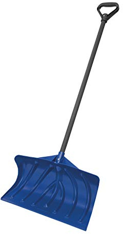 Suncast 20-Inch Snow Shovel and Pusher Combo with Durable Galvanized Steel Wear Strip and Ergonomic D-Grip Handle, Ideal for Driveways, Walkways, and Sidewalks, Navy