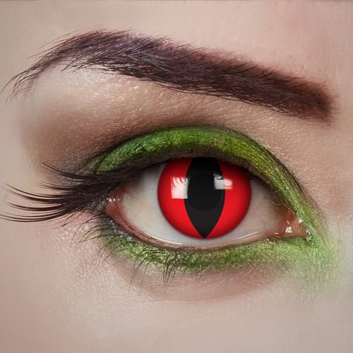 Couleur des lentilles de contact Cat In Red de aricona – années couvrant la lentille à terme pour les yeux sombres et claires- sans correction- les lentilles colorées pour le carnaval- des soirées à thème et des costumes d'Halloween