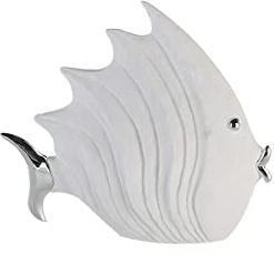 Deko Fisch in Stein-Optik, 29 x 26 cm, weiß/silber