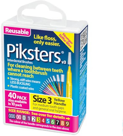 Pikster Interdental Brushes (40 Pack, Size 3 (Yellow))