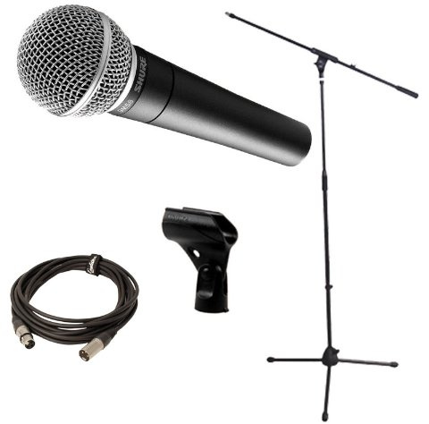 Micros filaires SHURE SM58 LCE + PIED DE MICRO PERCHE + CABLE MICRO Dynamique Main