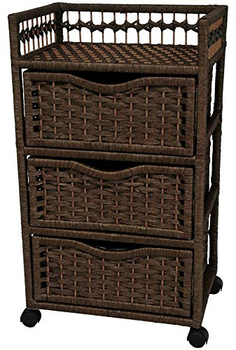 Red Lantern 31 Natural Fiber Chest of Drawers on Wheels - Mocha