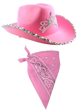 ILOVEFANCYDRESS 0207VP9GUY0 Cowboy-Hut, Rosa + Rosa, Paisley, Bandana, Kostüm, Huhn, Nacht, für Damen, Cowgirl Set