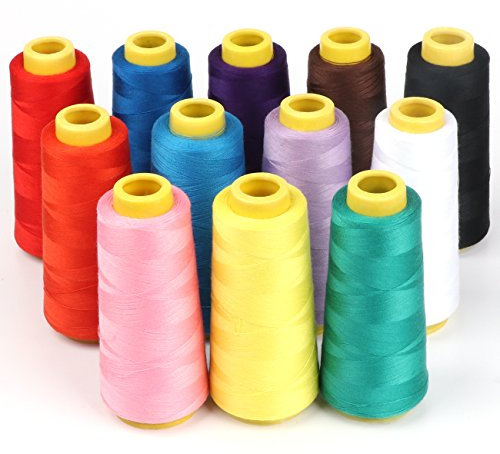 ilauke 12tlg. mehrfarbige Overlockgarn Nähgarn 40/2 Overlock Garn je Kone 1376 Meter (1505 Yard) 100% Polyester und Umweltfreundlich (12 new)