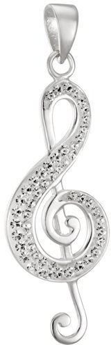 Vinani Anhänger Notenschlüssel glänzend Zirkonia weiß Sterling Silber 925 ANZ-EZ