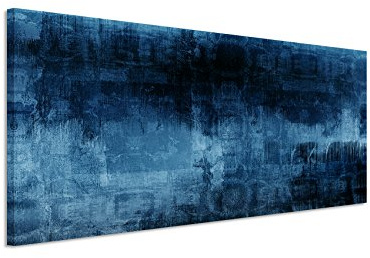 Paul Sinus Art 150x50cm Wandbild – Farbe Blau Petrol Panoramabild Wandbild auf echter Leinwand in sehr hoher Qualität - Abstrakt Acryl mit Pinsel III
