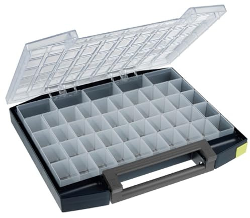 Raaco Boxxser 55 5x10-45 Sortierbox, 45 Einsätze, Sichere Aufbewahrung | Robuste Sortierbox für Werkstatt, Sortimentskasten & Sortierboxen für Kleinteile, Traglast 15 kg, Sichere Aufbewahrung, Modul