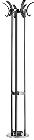 Alco-Albert 2872-11 - Standgarderobe, Metall, 6 transluzente Haken und Tropfschale, schwarz, Silber, 174 x 42.5 x 42.5 cm