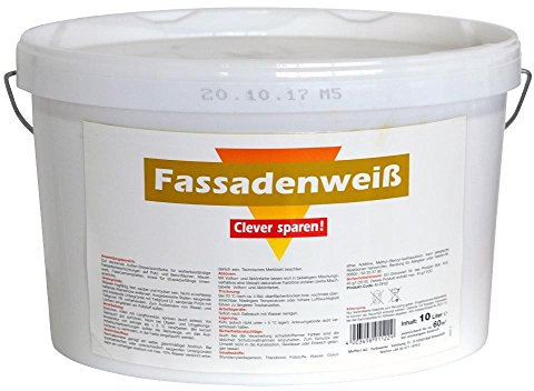 Clever Fassadenweiss, 10 l, weiß/matt/wetterbeständige Fassadenbeschichtungen auf Putz und Betonflächen, Mauerwerk
