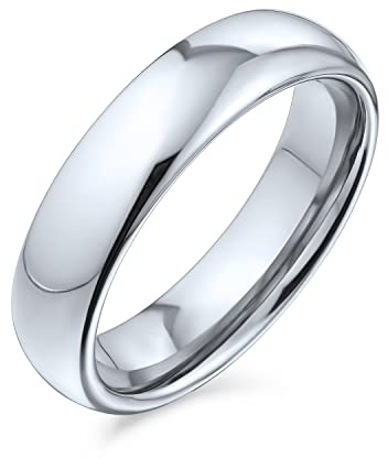 Bling Jewelry Ehering aus Titan für Paare, polierter Hochzeitsring für Männer für Frauen, Ring, Komfort, Silberfarben, 5 mm