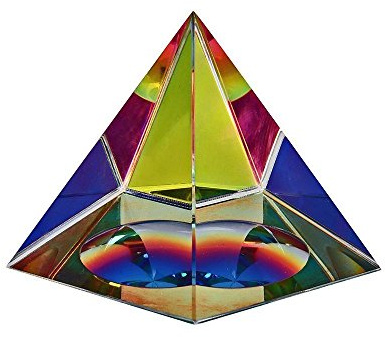 Pirámide de Cristal Amlong Iridescent Rainbow Colores con Caja de Regalo, 2,5 Pulgadas