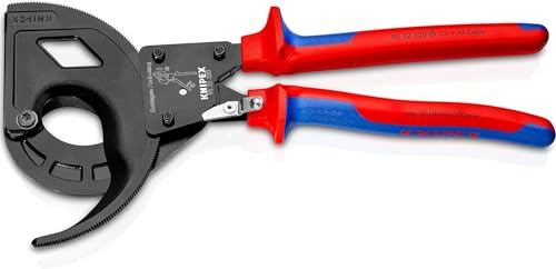 KNIPEX Cesoia a cremagliera (sistema a cricchetto, 3 fasi) in blister verniciata nera con impugnature multicomponente 320 mm, 95 32 320