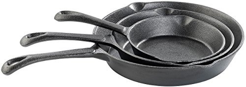 Tornwald-Schmiede Gusseisenpfannen: Gusseisen-Pfannen, 3er-Spar-Set (12,5/16,5/21 cm) (Bratpfanne Gusseisen, Grillpfannen Eisen, tornwald Schmiede Pfanne)