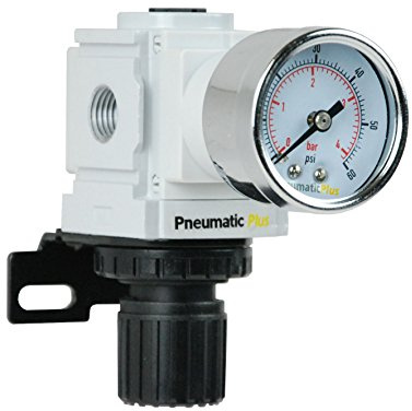 PneumaticPlus PPR2-N02BG-4 Miniature Air Pressure Regulator 1/4 NPT - Gauge, Bracket, Low Pressure (3-60 PSI)