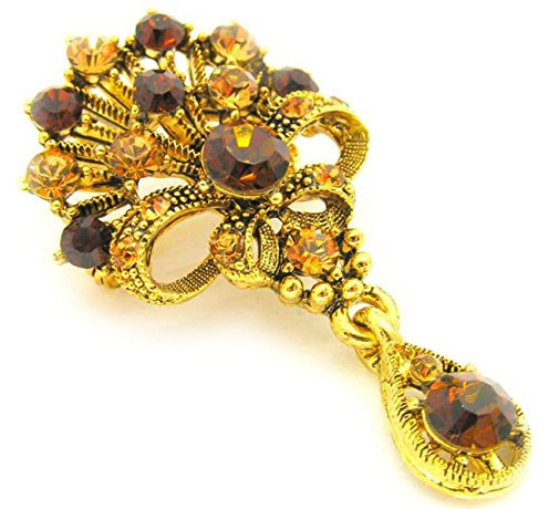 EMPIRE STIL GOLD Ton Topaz Kristall Brosche in Geschenkbox