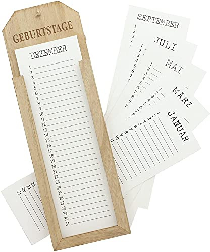 Frank Flechtwaren Memoboard Geburtstage, immer wieder verwendbar, 12 x 38 cm