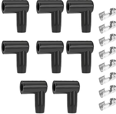 Saihisday Coil Boot Terminal Kit 90 Degree Boots HEI Distributor Spark Plug Ignition Wire 6mm 7mm 8mm 9mm 10mm (Pack of 8), spark plug wire terminals, spark plug ends, 90 degree spark plug boot
